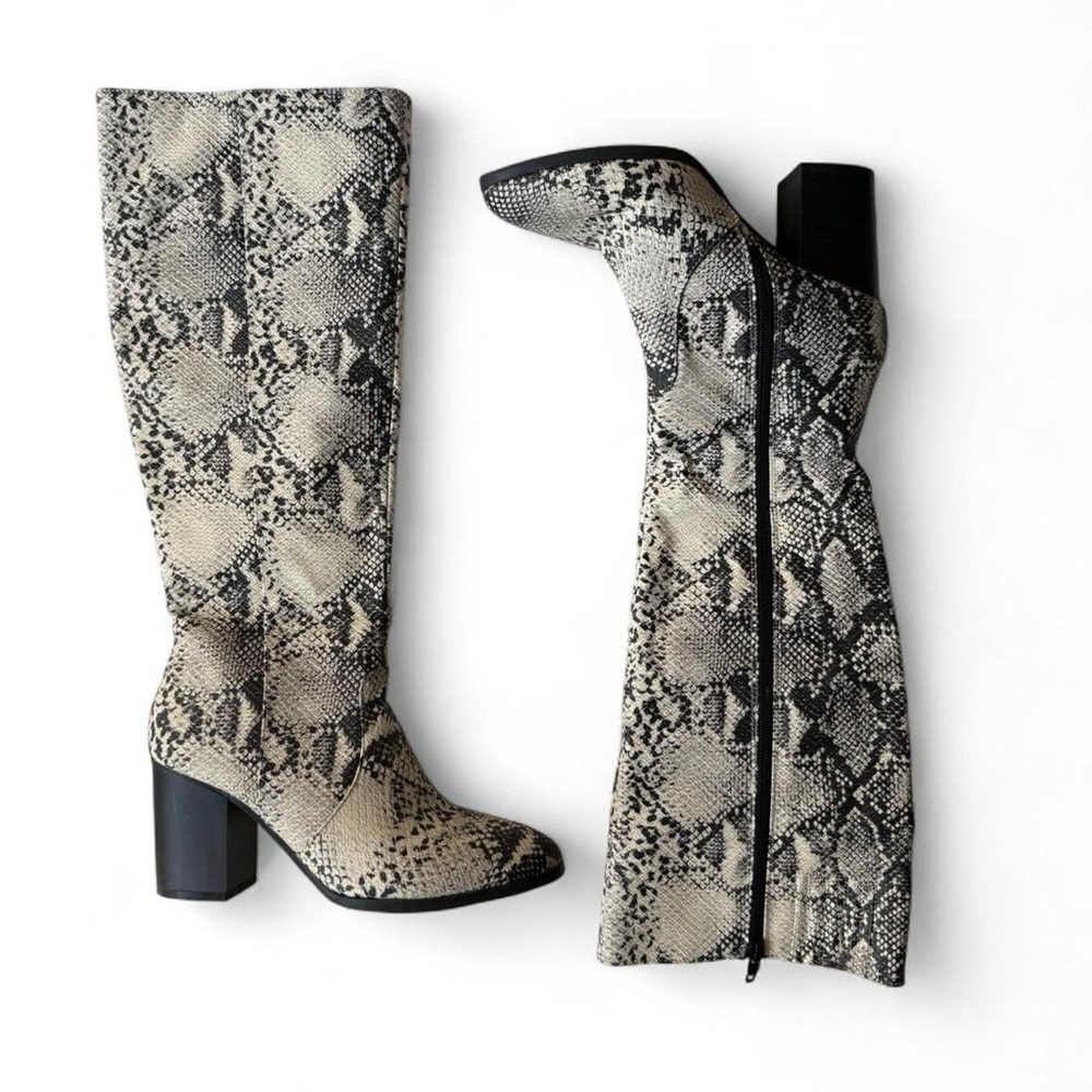 Snakeskin Knee-High Boots